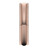 18K Rose Gold Beaded Comfort Fit Wedding Band, 4 mm Wide