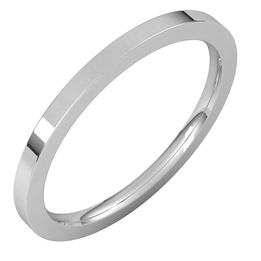 14K White Gold Flat Comfort Fit Wedding Band, 1.5 mm Wide