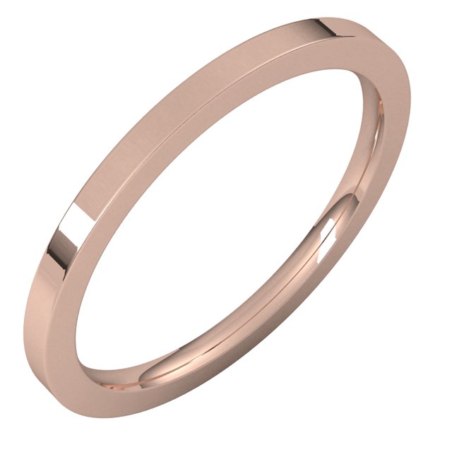 10K Rose Gold Flat Comfort Fit Wedding Band, 1.5 mm Wide