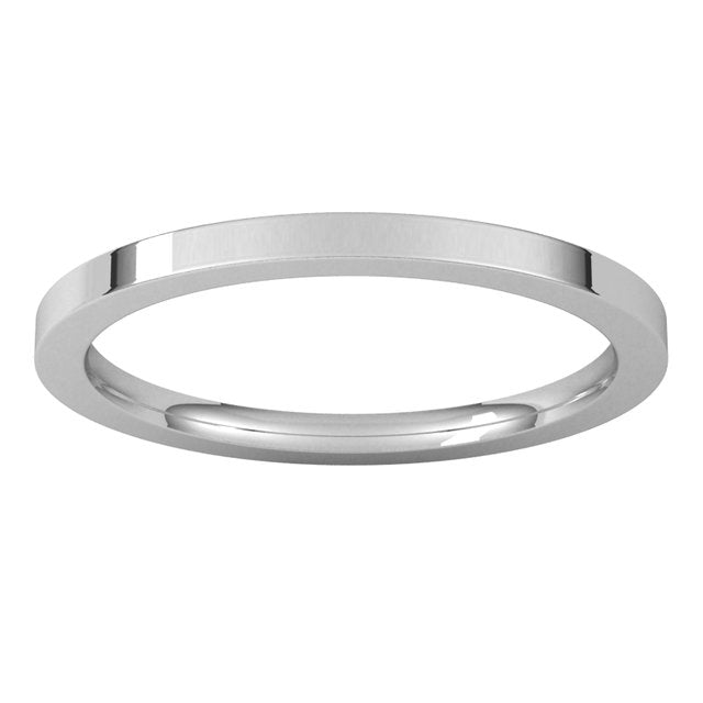 10K White Gold Flat Comfort Fit Wedding Band, 1.5 mm Wide