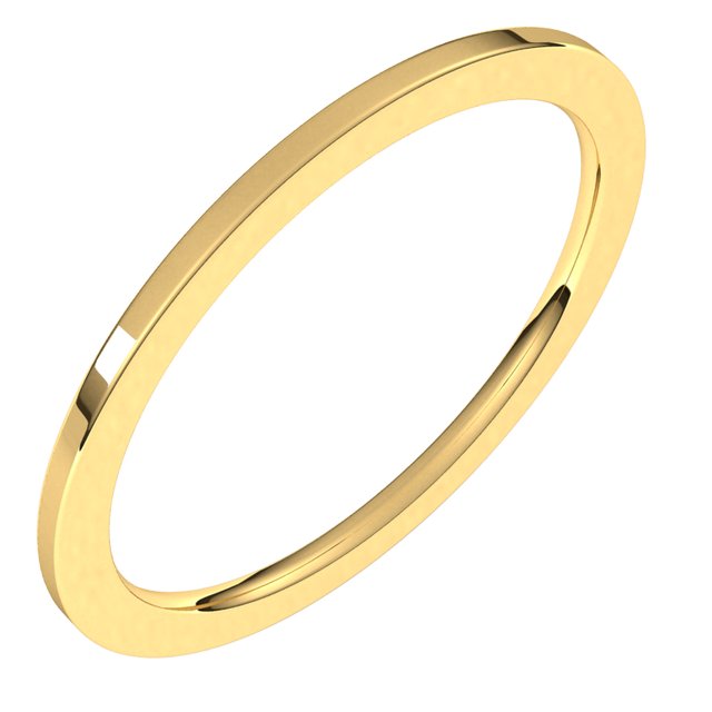 14K Yellow Gold Flat Comfort Fit Wedding Band, 1 mm Wide
