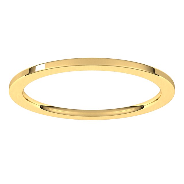 14K Yellow Gold Flat Comfort Fit Wedding Band, 1 mm Wide