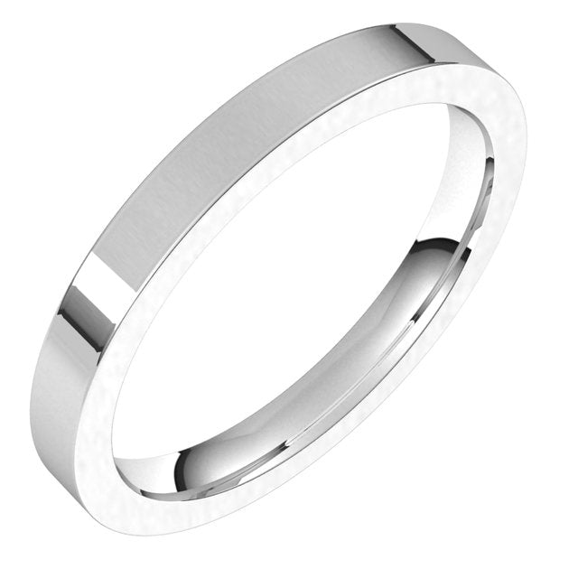 Sterling Silver Flat Comfort Fit Wedding Band, 2.5 mm Wide