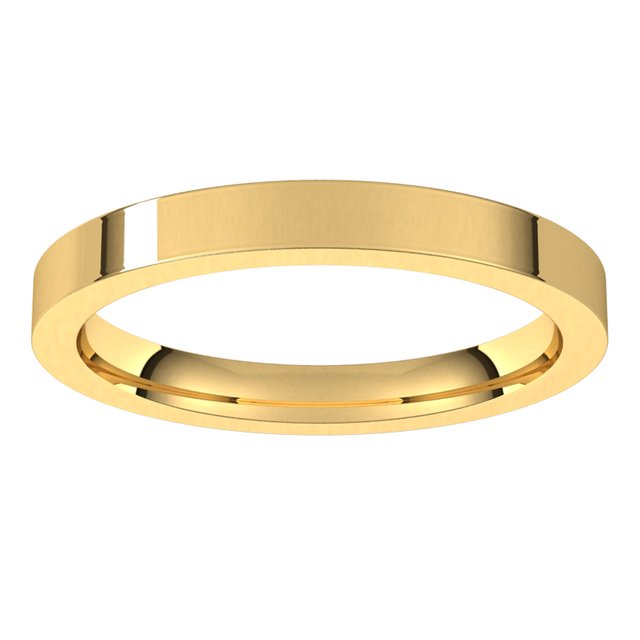 10K Yellow Gold Flat Comfort Fit Wedding Band, 2.5 mm Wide