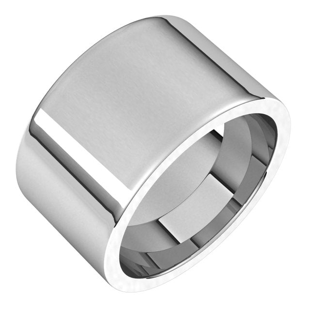 14K White Gold Flat Comfort Fit Wedding Band, 12 mm Wide