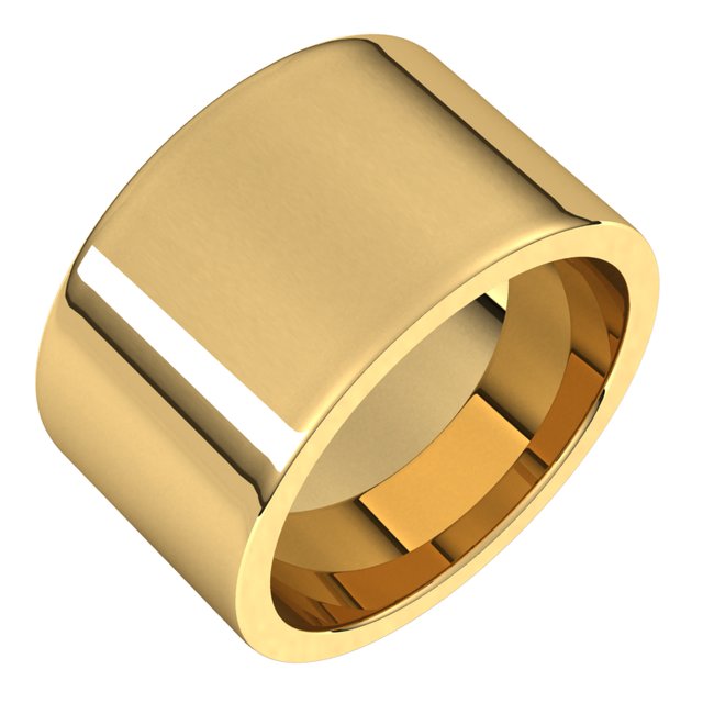 14K Yellow Gold Flat Comfort Fit Wedding Band, 12 mm Wide