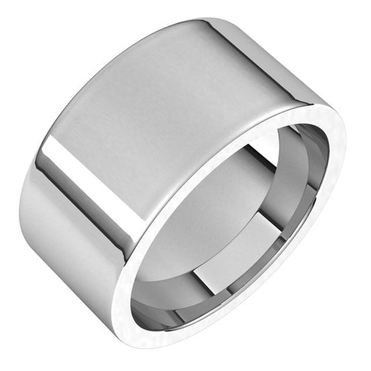 18K White Gold Flat Comfort Fit Wedding Band, 10 mm Wide