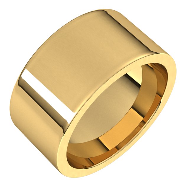 14K Yellow Gold Flat Comfort Fit Wedding Band, 10 mm Wide