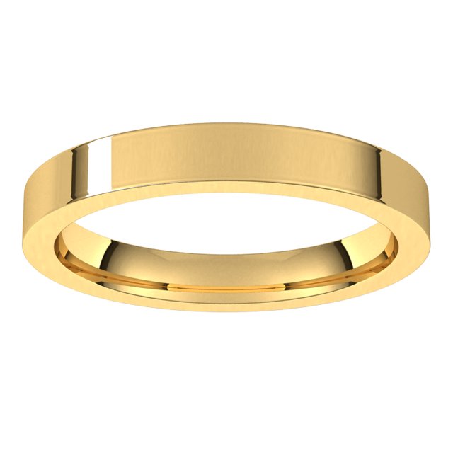 10K Yellow Gold Flat Comfort Fit Wedding Band, 3 mm Wide
