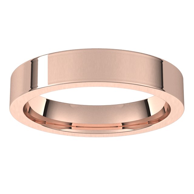 10K Rose Gold Flat Comfort Fit Wedding Band, 4 mm Wide