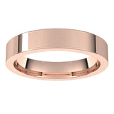 18K Rose Gold Flat Comfort Fit Wedding Band, 4 mm Wide