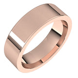 18K Rose Gold Flat Comfort Fit Wedding Band, 6 mm Wide