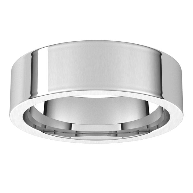 10K White Gold Flat Comfort Fit Wedding Band, 6 mm Wide