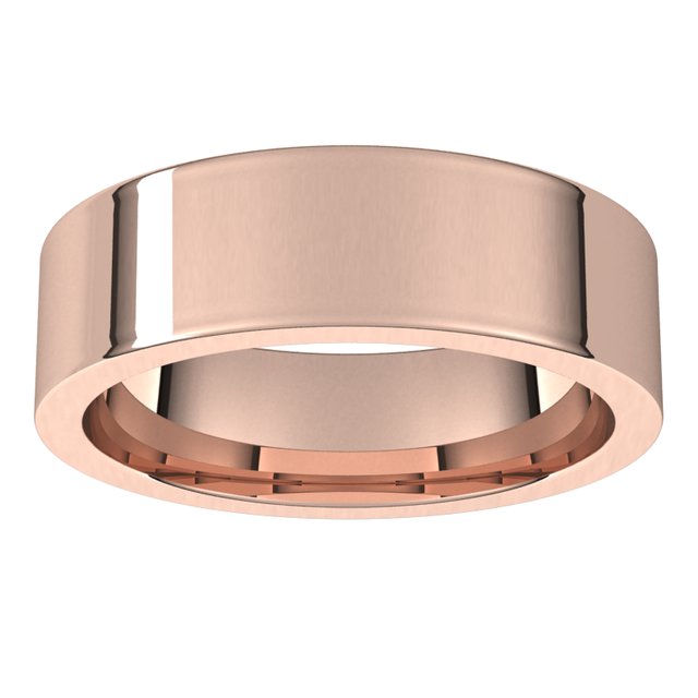 10K Rose Gold Flat Comfort Fit Wedding Band, 6 mm Wide