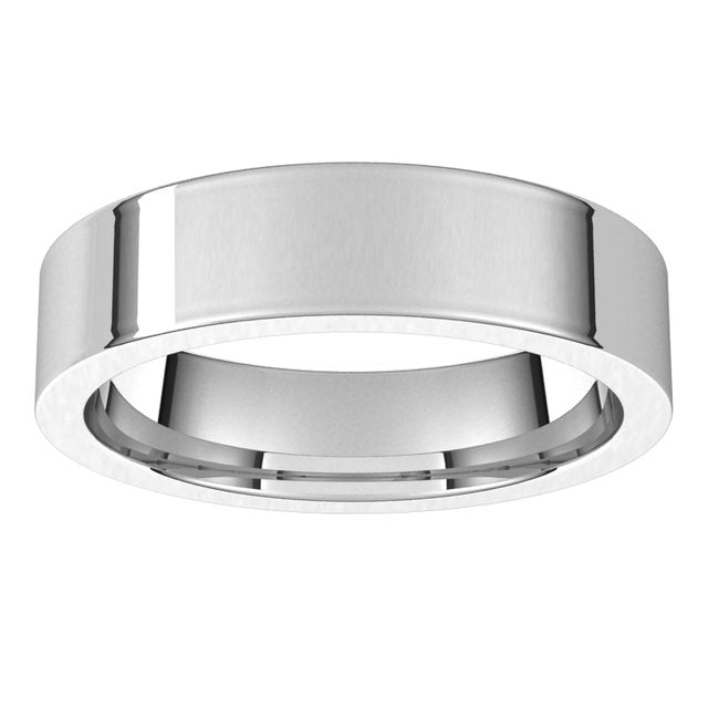 14K White Gold Flat Comfort Fit Wedding Band, 5 mm Wide