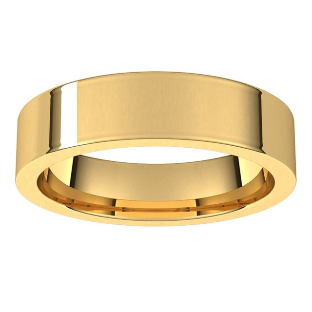 18K Yellow Gold Flat Comfort Fit Wedding Band, 5 mm Wide