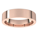 14K Rose Gold Flat Comfort Fit Wedding Band, 5 mm Wide