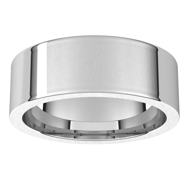 18K White Gold Flat Comfort Fit Wedding Band, 7 mm Wide