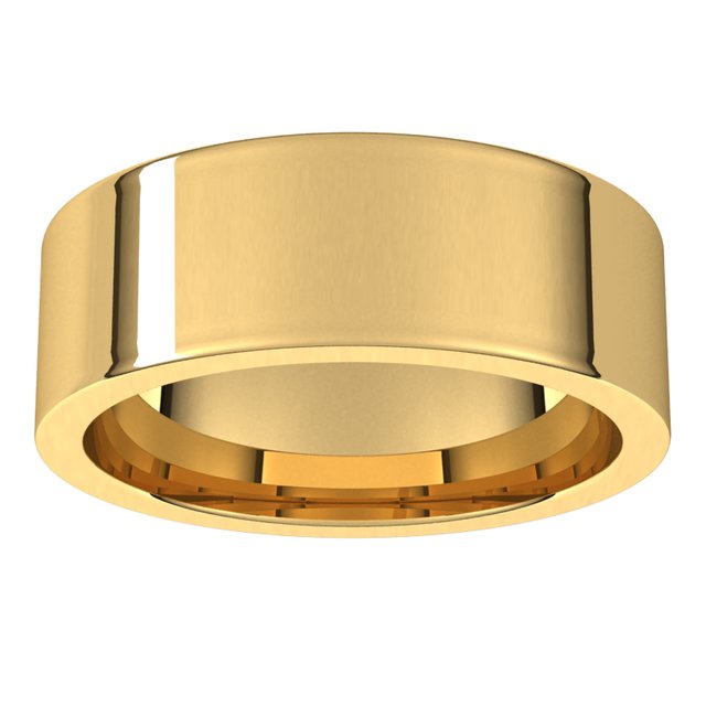 14K Yellow Gold Flat Comfort Fit Wedding Band, 7 mm Wide