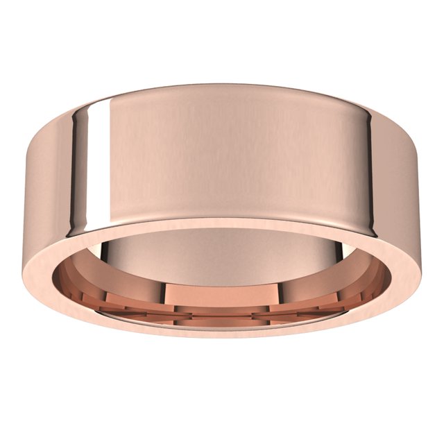 18K Rose Gold Flat Comfort Fit Wedding Band, 7 mm Wide