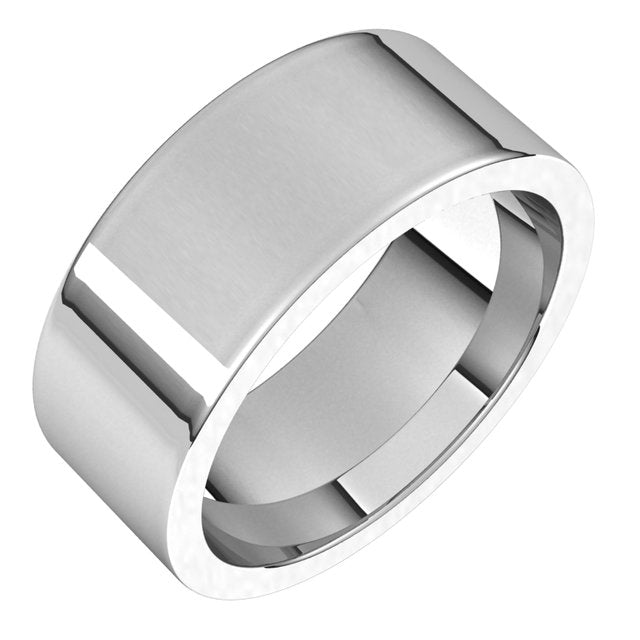 14K White Gold Flat Comfort Fit Wedding Band, 8 mm Wide