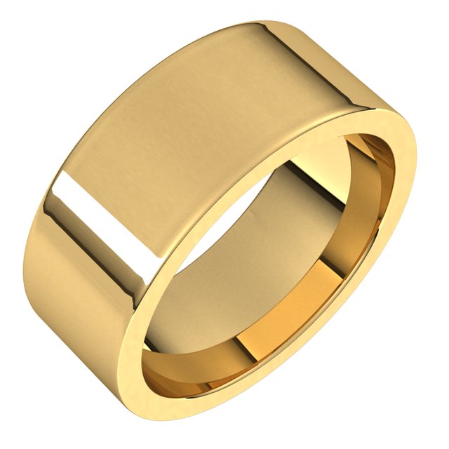 14K Yellow Gold Flat Comfort Fit Wedding Band, 8 mm Wide