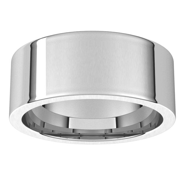 10K White Gold Flat Comfort Fit Wedding Band, 8 mm Wide
