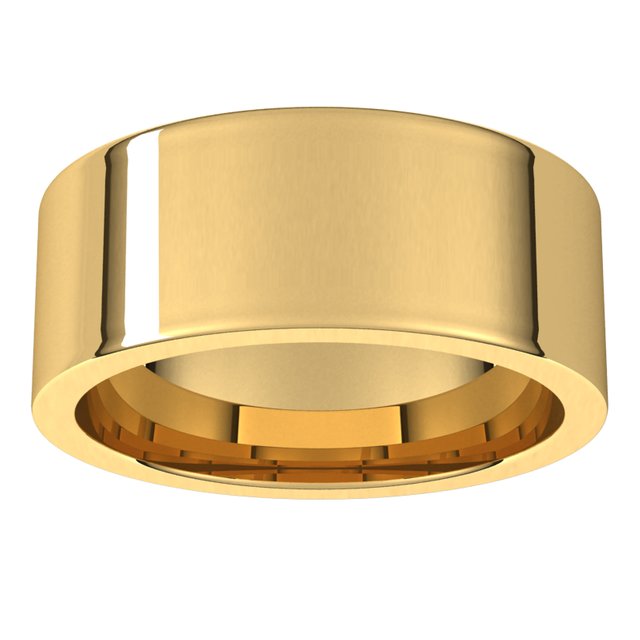 18K Yellow Gold Flat Comfort Fit Wedding Band, 8 mm Wide