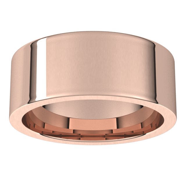 18K Rose Gold Flat Comfort Fit Wedding Band, 8 mm Wide