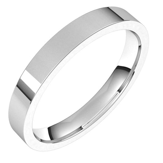 Sterling Silver Flat Comfort Fit Light Wedding Band, 3 mm Wide
