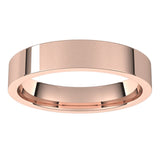 18K Rose Gold Flat Comfort Fit Light Wedding Band, 4 mm Wide