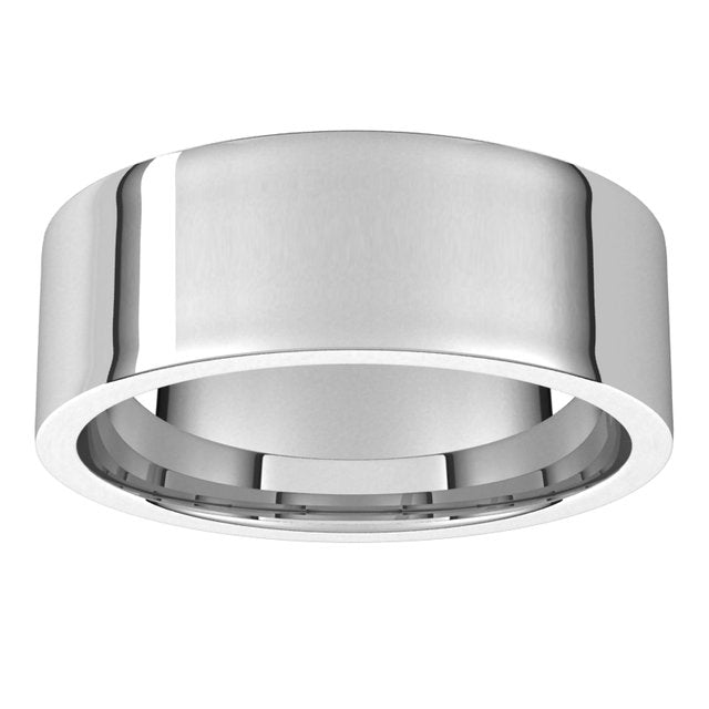 18K White Gold Flat Comfort Fit Light Wedding Band, 7 mm Wide