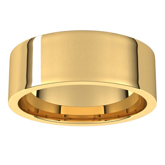 10K Yellow Gold Flat Comfort Fit Light Wedding Band, 7 mm Wide