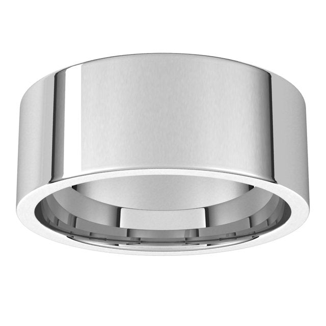 14K White Gold Flat Comfort Fit Light Wedding Band, 8 mm Wide