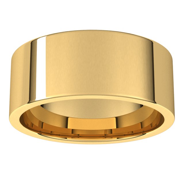 14K Yellow Gold Flat Comfort Fit Light Wedding Band, 8 mm Wide