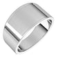 14K White Gold Flat Tapered Wedding Band, 10 mm Wide
