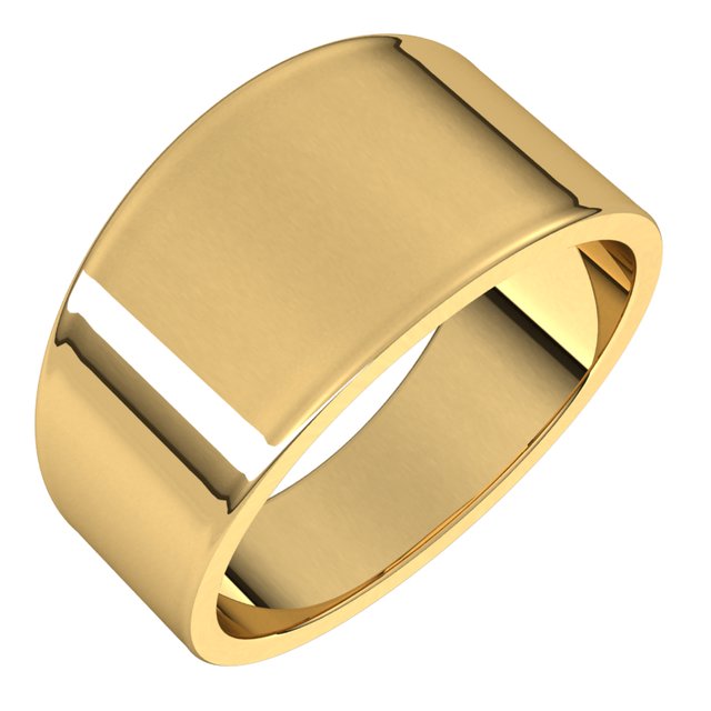 14K Yellow Gold Flat Tapered Wedding Band, 10 mm Wide