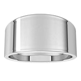 14K White Gold Flat Tapered Wedding Band, 10 mm Wide