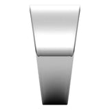 14K White Gold Flat Tapered Wedding Band, 10 mm Wide