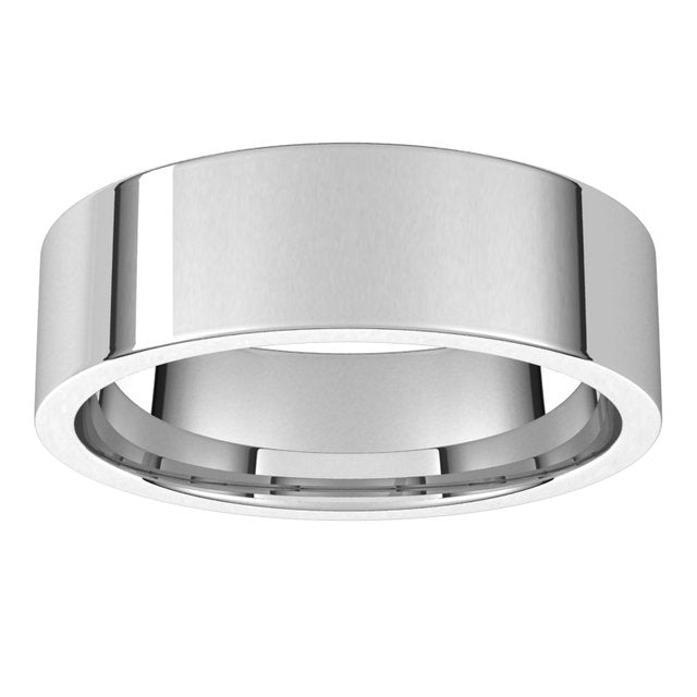 10K White Gold Flat Comfort Fit Light Wedding Band, 6 mm Wide