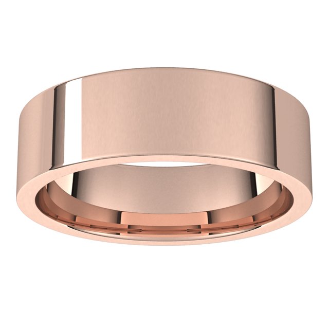 18K Rose Gold Flat Comfort Fit Light Wedding Band, 6 mm Wide