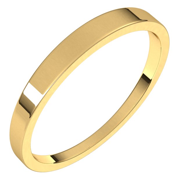 14K Yellow Gold Flat Tapered Wedding Band, 2.5 mm Wide