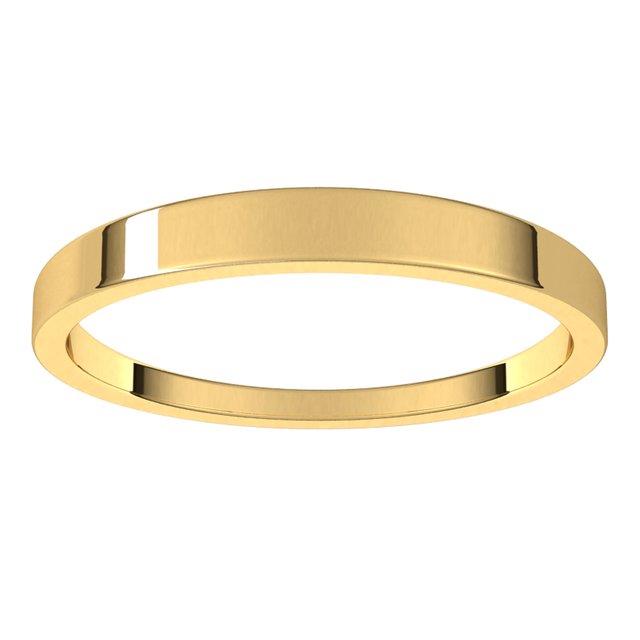 18K Yellow Gold Flat Tapered Wedding Band, 2.5 mm Wide