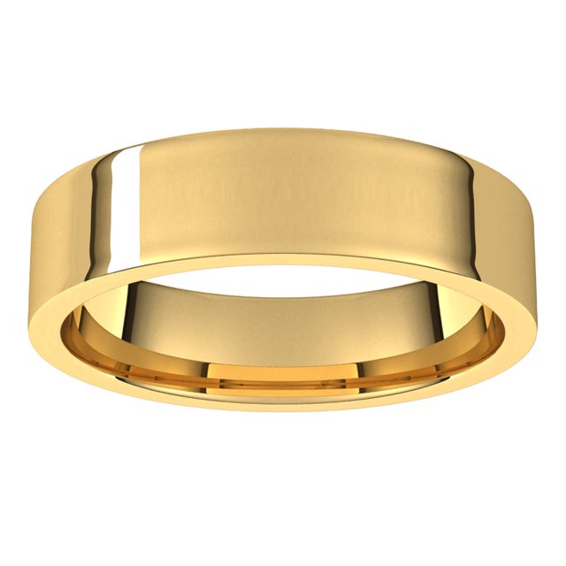 18K Yellow Gold Flat Comfort Fit Light Wedding Band, 5 mm Wide