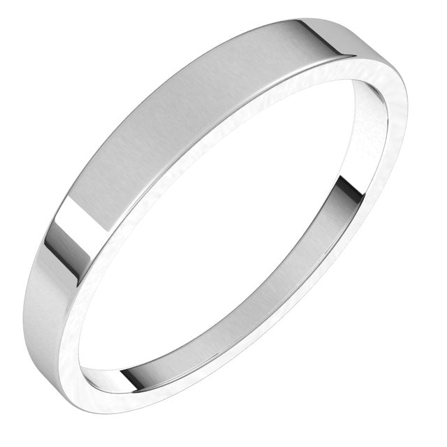 10K White Gold Flat Tapered Wedding Band, 3 mm Wide