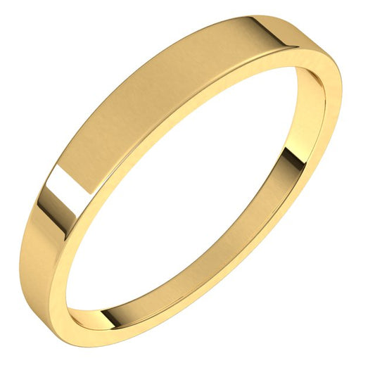 18K Yellow Gold Flat Tapered Wedding Band, 3 mm Wide