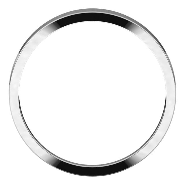 10K White Gold Flat Tapered Wedding Band, 3 mm Wide