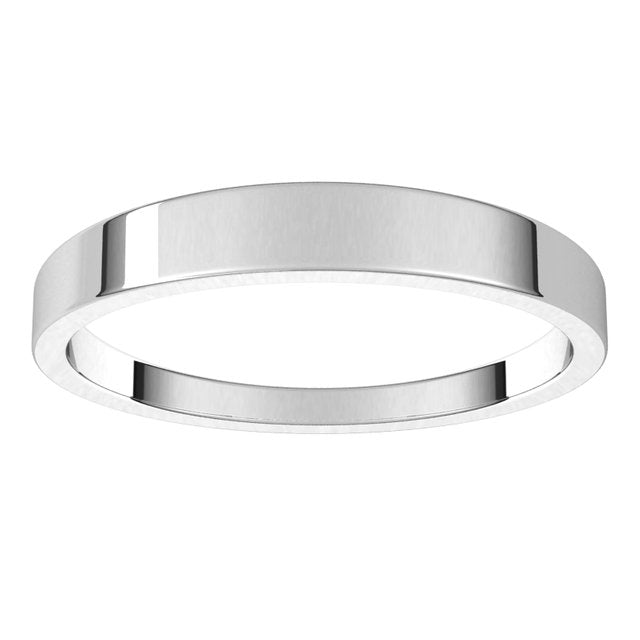 10K White Gold Flat Tapered Wedding Band, 3 mm Wide