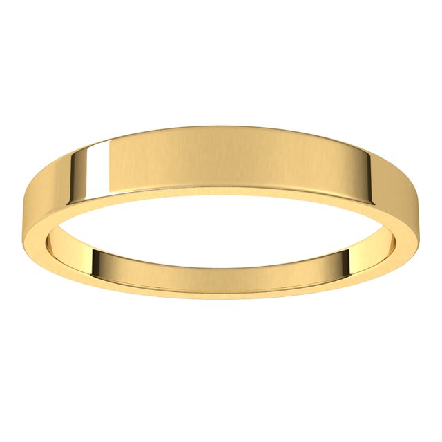 14K Yellow Gold Flat Tapered Wedding Band, 3 mm Wide