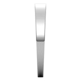 10K White Gold Flat Tapered Wedding Band, 3 mm Wide
